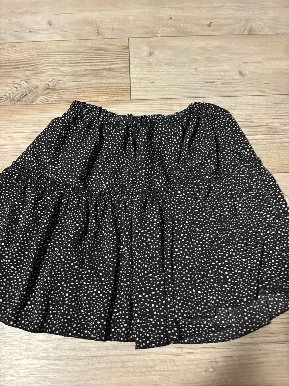 SHEIN Black Mini Skirt with White Polka Dots